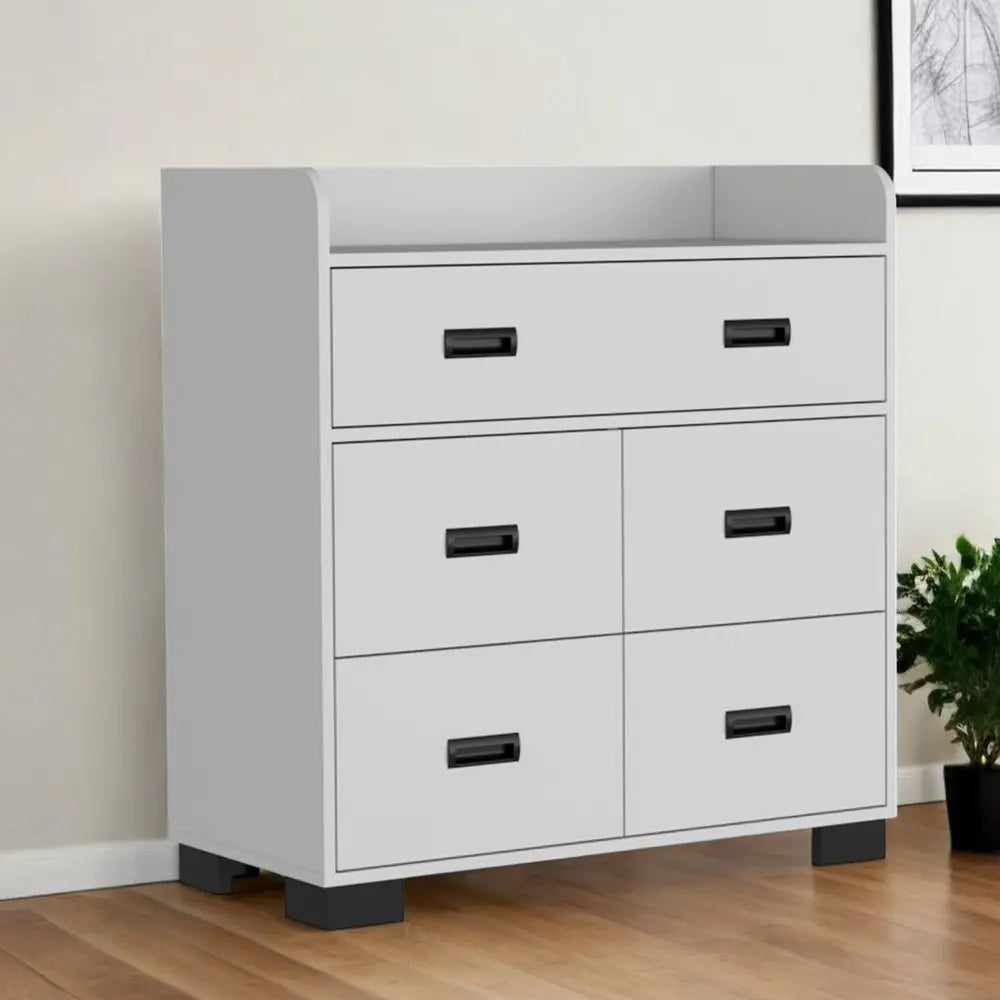 33" White Five Drawer Dresser HomeRoots