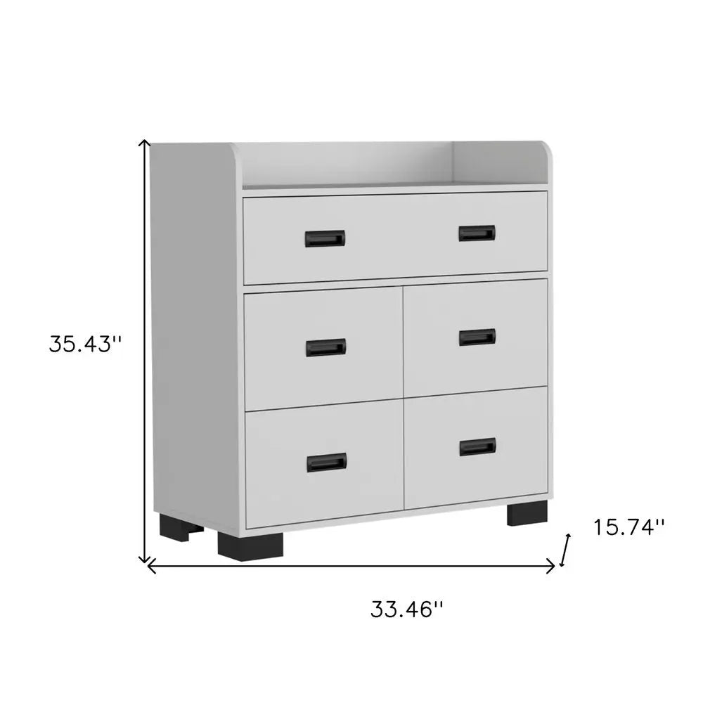 33" White Five Drawer Dresser HomeRoots
