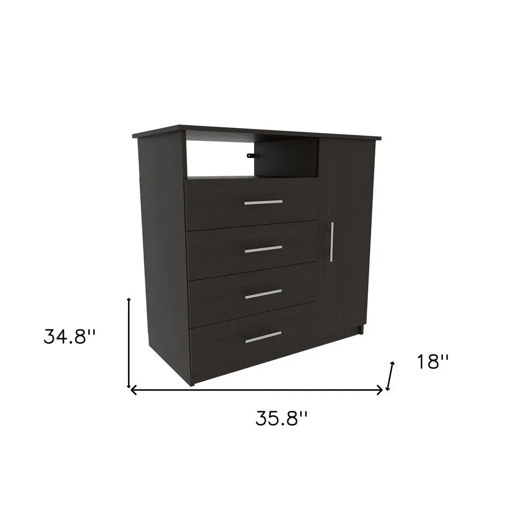 36" Black Four Drawer Dresser HomeRoots