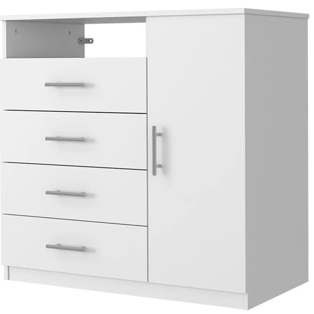 36" White Four Drawer Combo Dresser HomeRoots