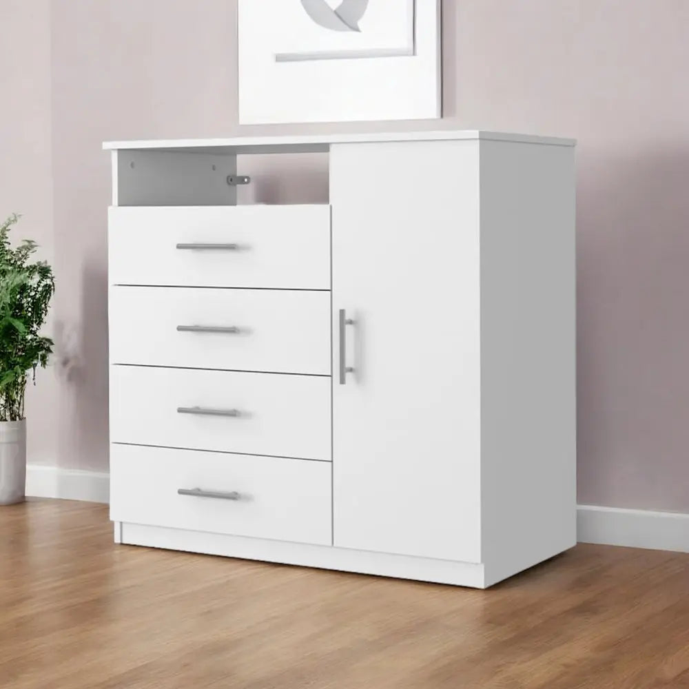 36" White Four Drawer Combo Dresser HomeRoots