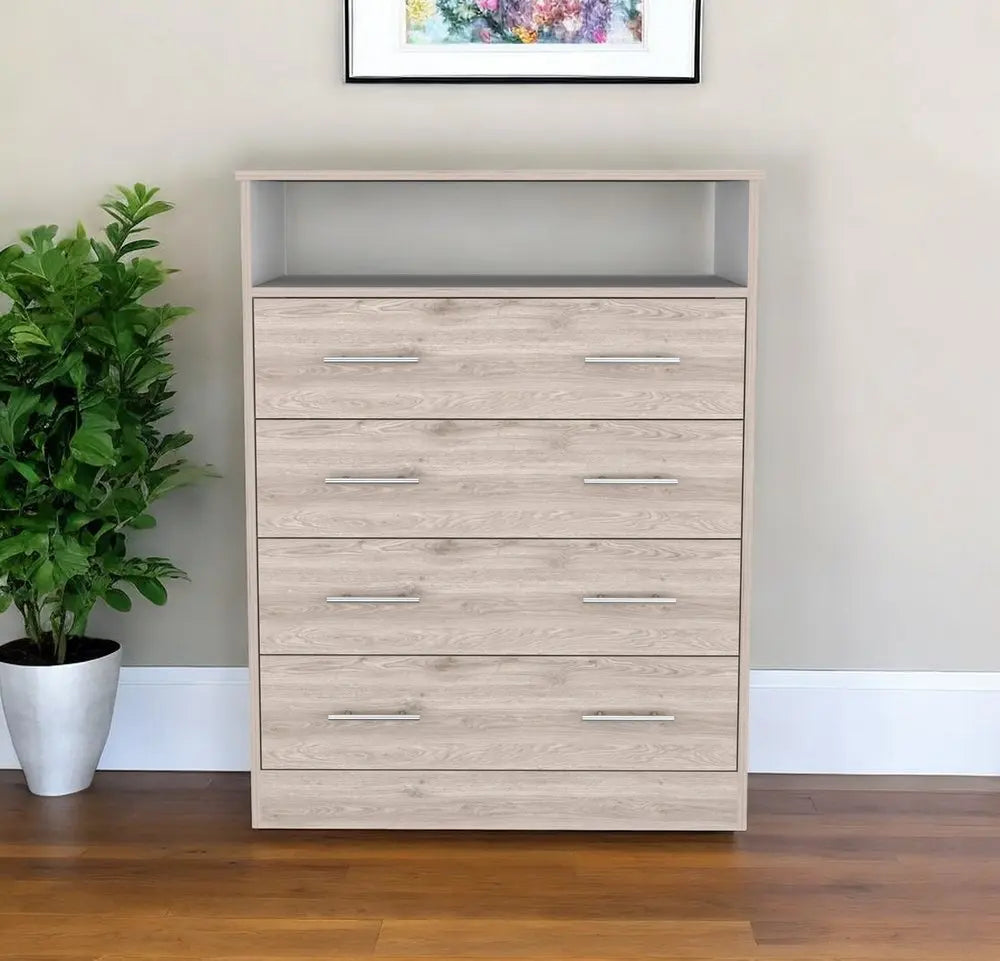 33" Oak Four Drawer Dresser HomeRoots