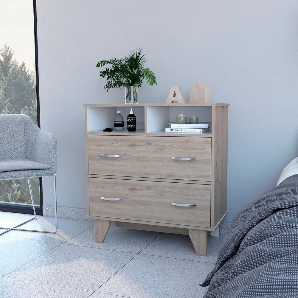 32" Oak Two Drawer Dresser HomeRoots