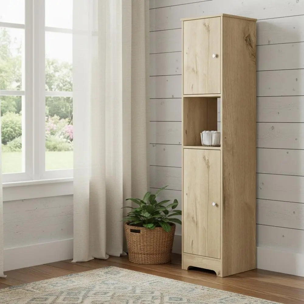 68" Light Brown Wood Accent Cabinet With Two Doors HomeRoots