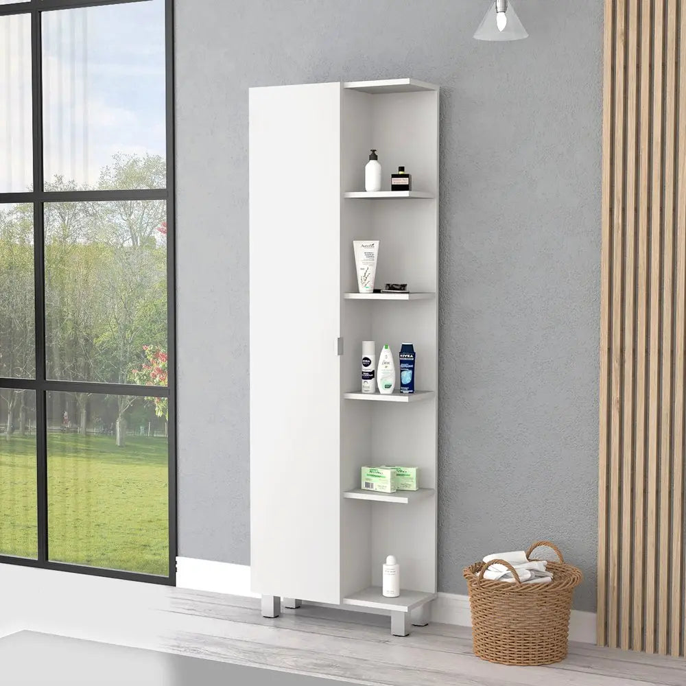 20" White Accent Cabinet With Nine Shelves HomeRoots