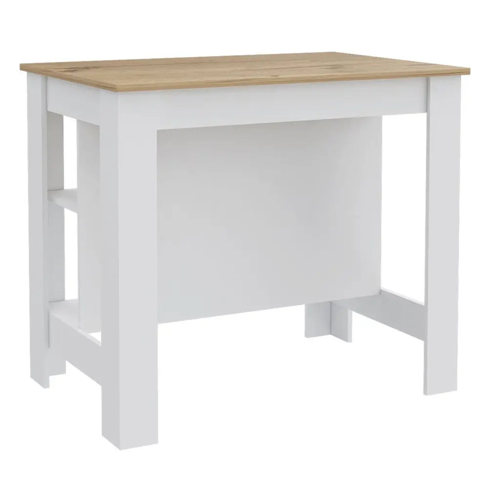 White and Oak 41" Kitchen Island With Storage HomeRoots