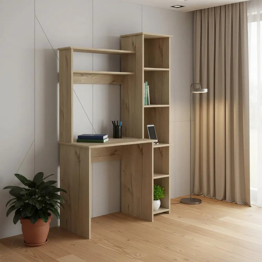 39" Oak Wood Writing Desk HomeRoots