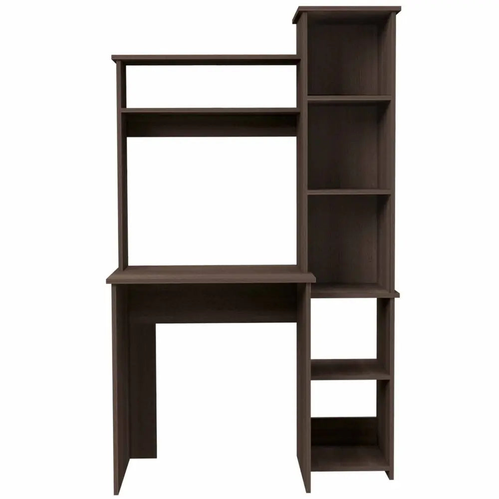 39" Dark Brown Wood Writing Desk and Bookshelf Set HomeRoots