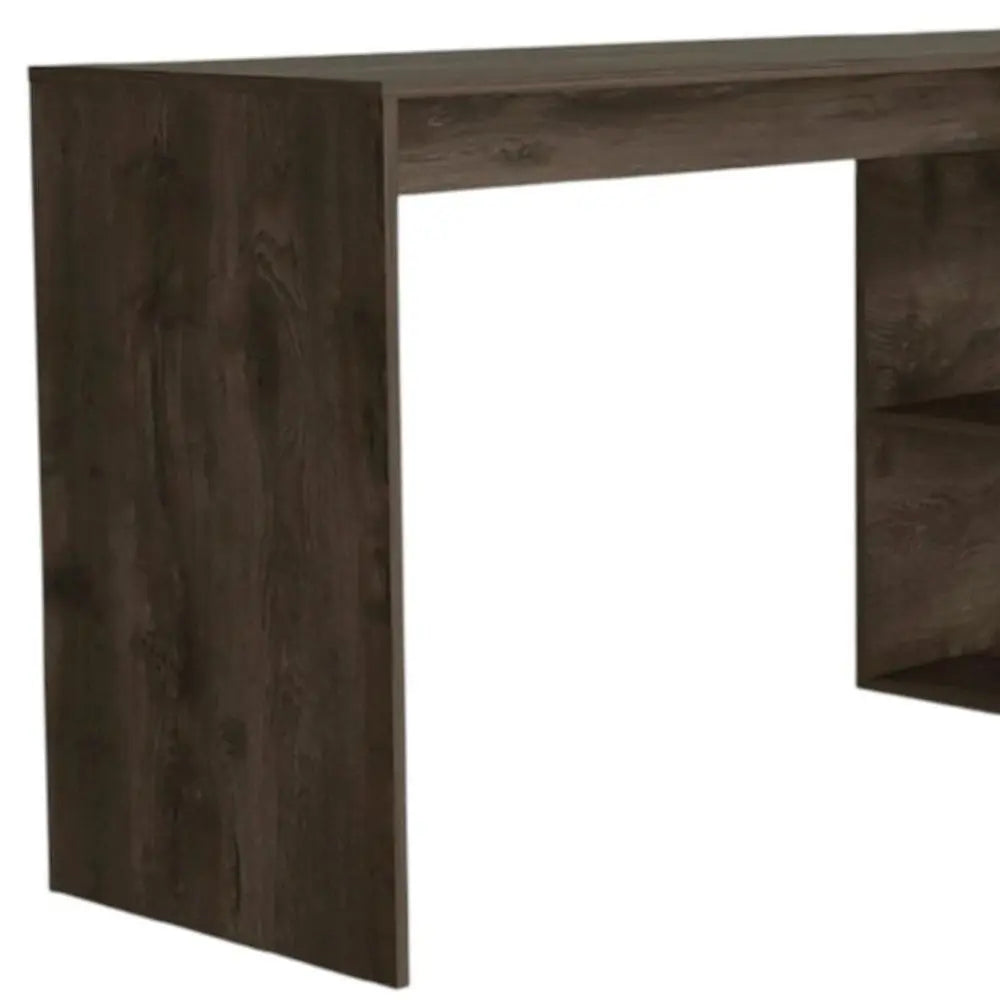 60" Dark Brown Wood L Shape Writing Desk HomeRoots