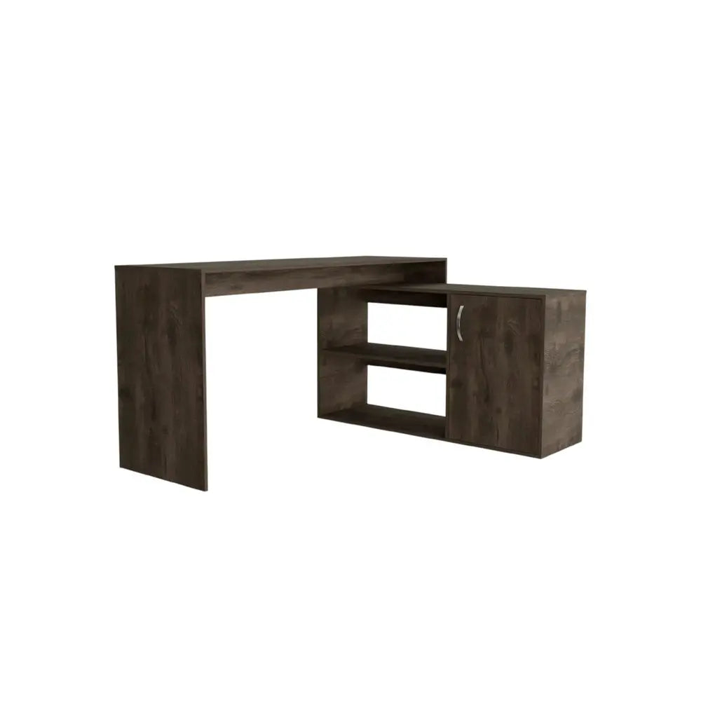 60" Dark Brown Wood L Shape Writing Desk HomeRoots