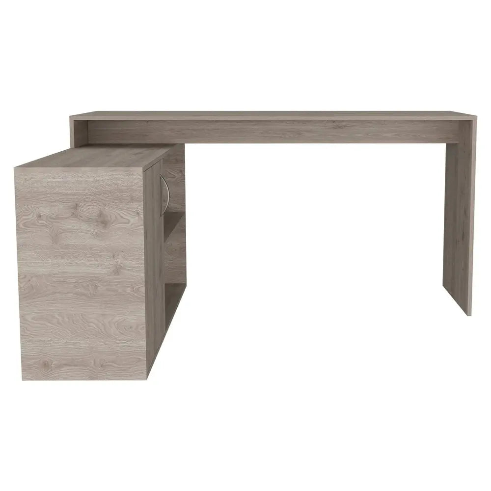 60" Light Gray Wood L Shape Writing Desk HomeRoots