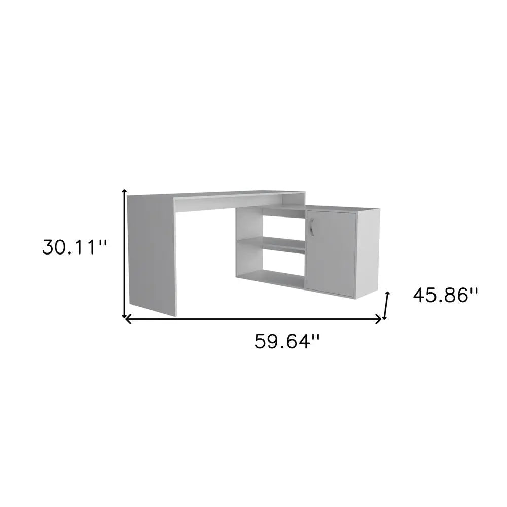 60" White Wood L Shape Writing Desk HomeRoots