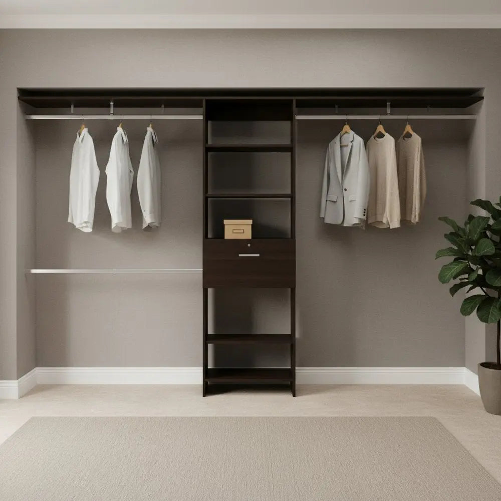 118" Black Wood Closet System HomeRoots
