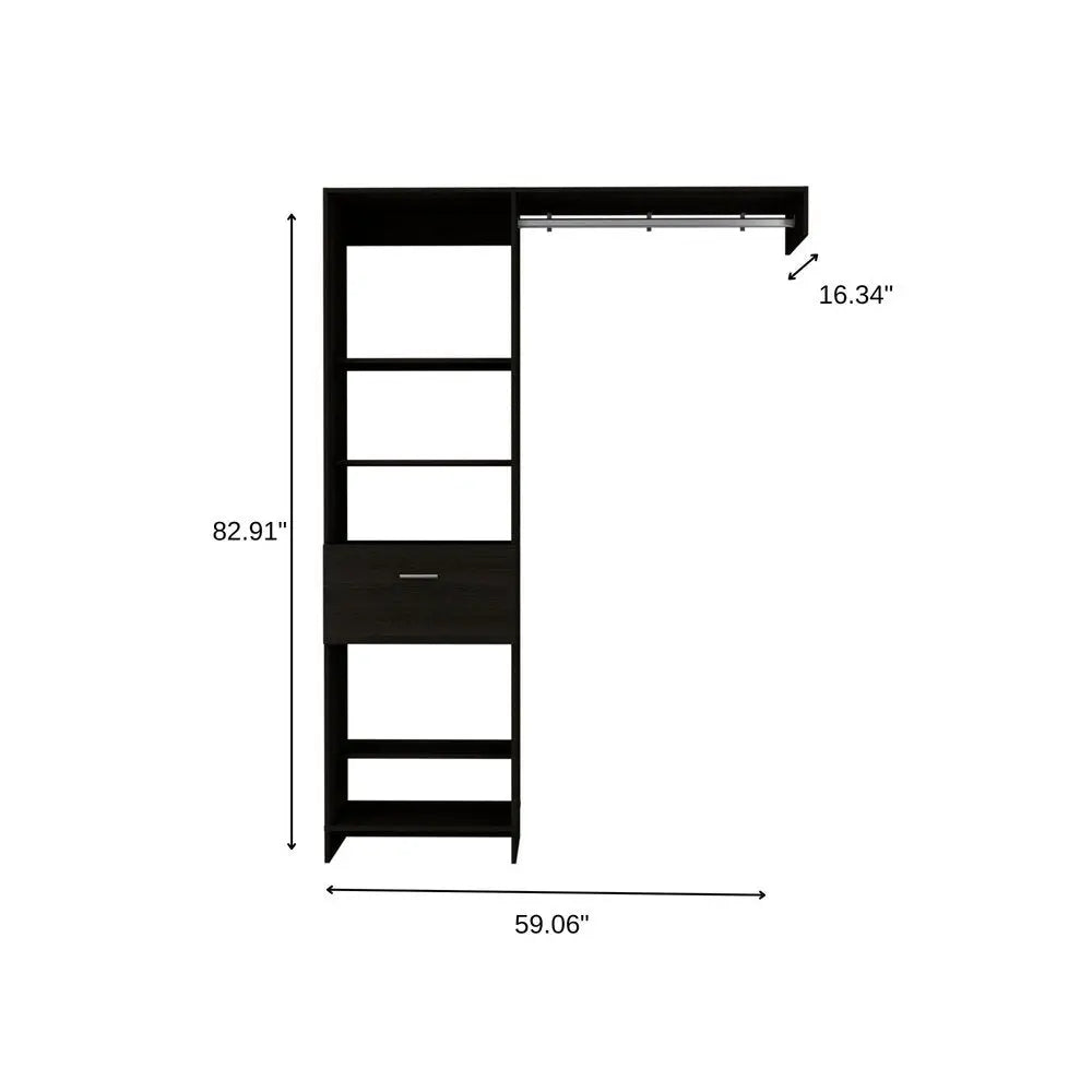59" Black Manufactured Wood Closet System HomeRoots
