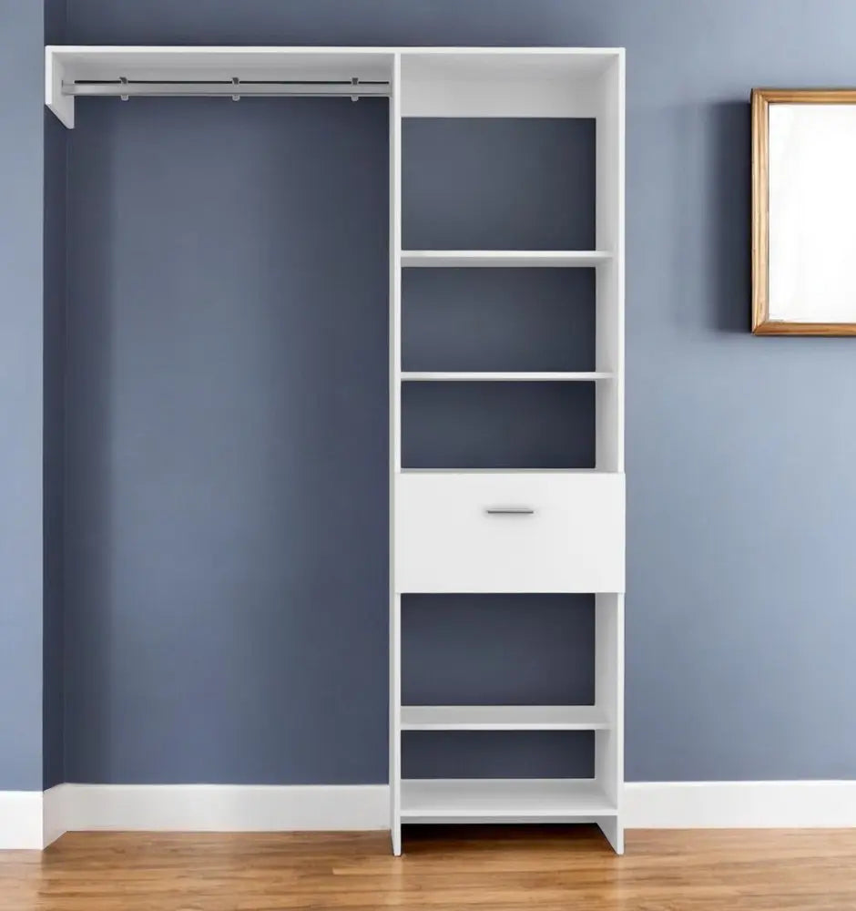 59" White Manufactured Wood Closet System HomeRoots