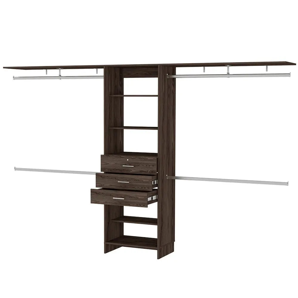 118" Dark Brown Wood Closet System HomeRoots