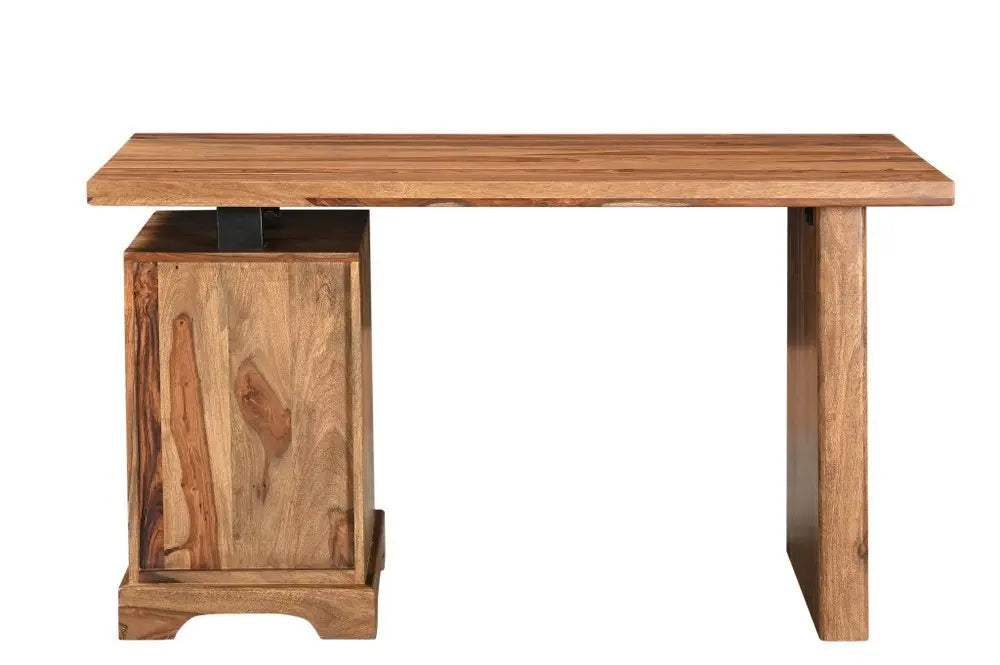 54" Brown Live Edge Solid Wood Writing Desk With Three Drawers - NOBLE HOME INTERIORS