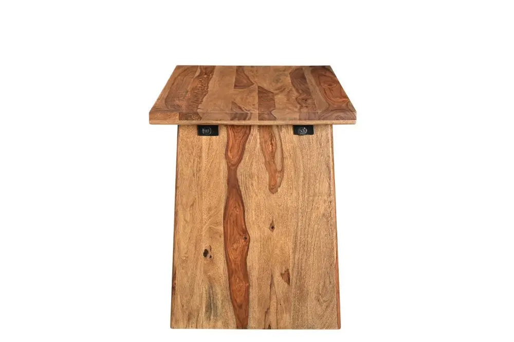 54" Brown Live Edge Solid Wood Writing Desk With Three Drawers - NOBLE HOME INTERIORS