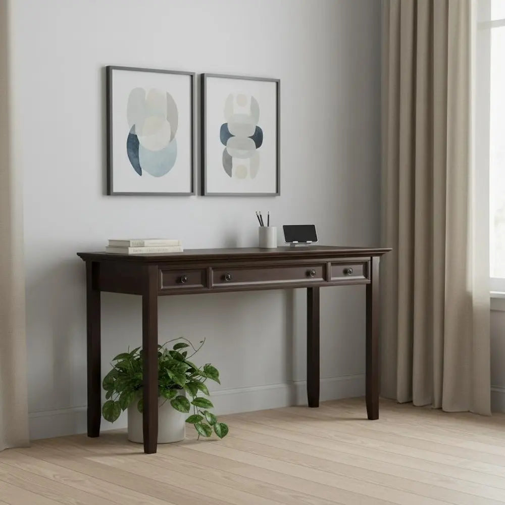 54" Brown Solid Wood Computer Desk - NOBLE HOME INTERIORS
