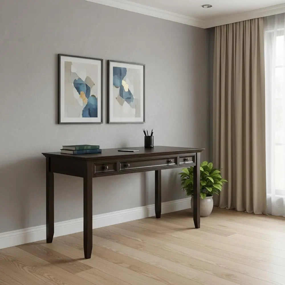 54" Brown Solid Wood Computer Desk - NOBLE HOME INTERIORS