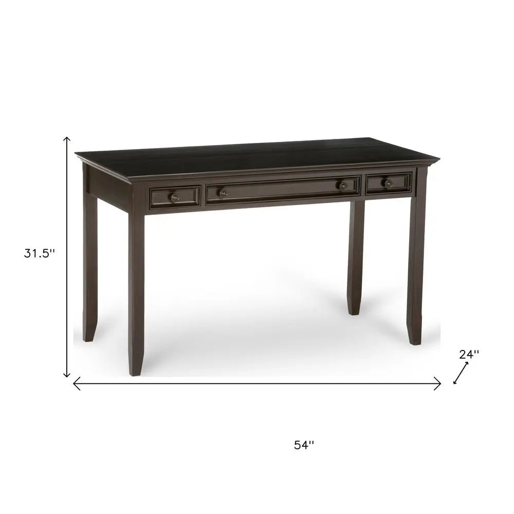 54" Brown Solid Wood Computer Desk - NOBLE HOME INTERIORS