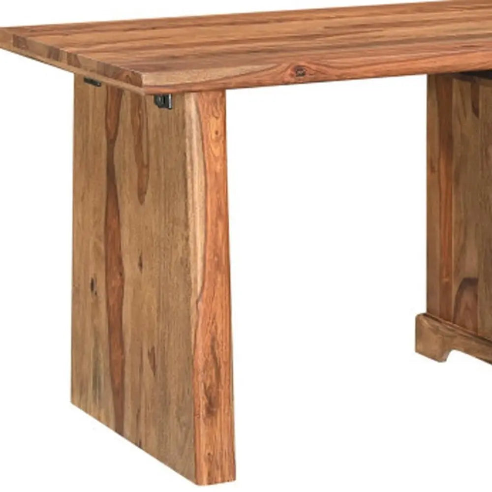 54" Brown Solid Wood Writing Desk and Bookshelf Set With Three Drawers - NOBLE HOME INTERIORS