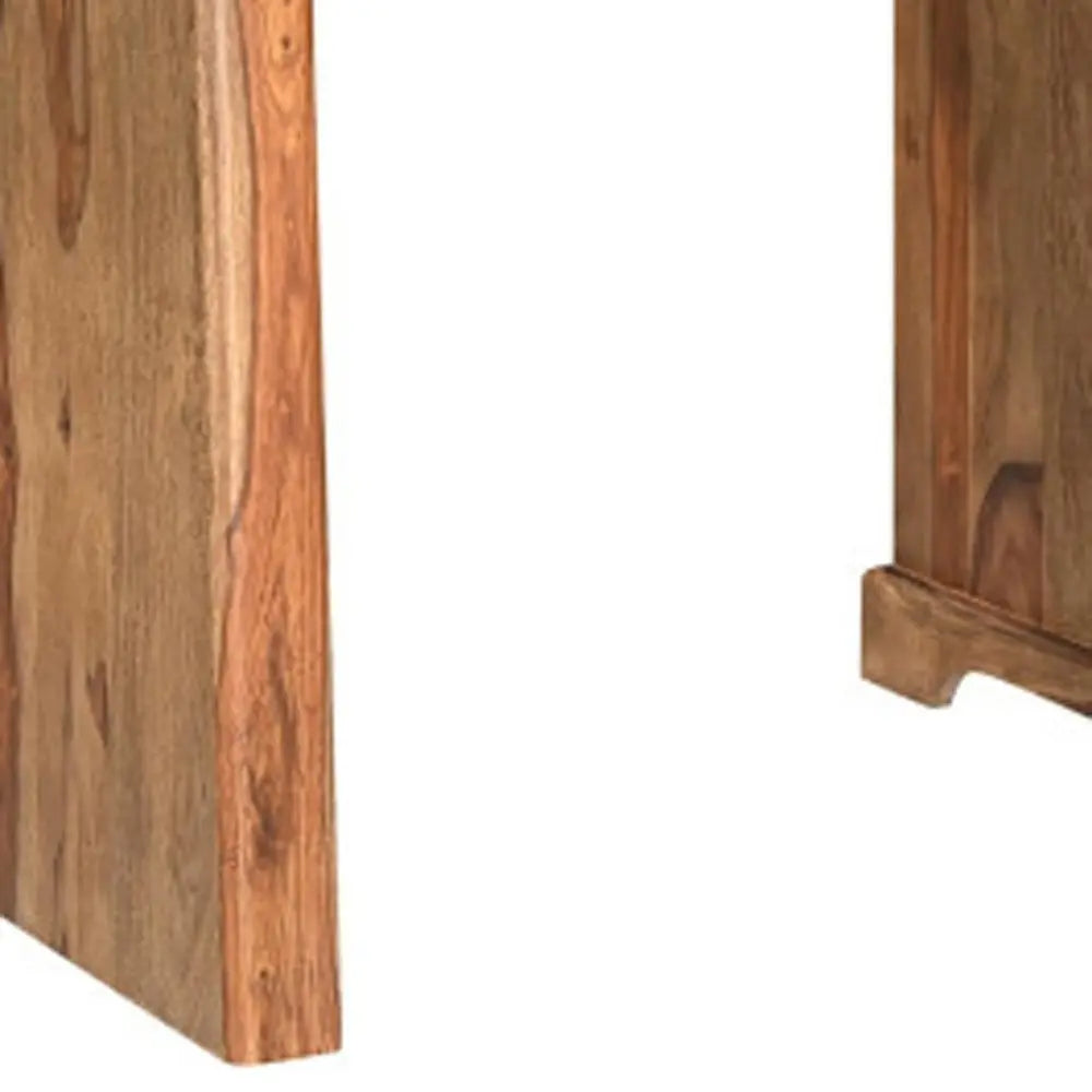 54" Brown Solid Wood Writing Desk and Bookshelf Set With Three Drawers - NOBLE HOME INTERIORS