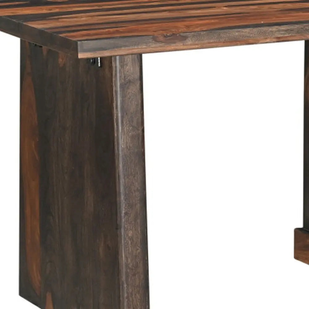 54" Dark Brown and Light Brown Solid Wood Writing Desk With Three Drawers - NOBLE HOME INTERIORS