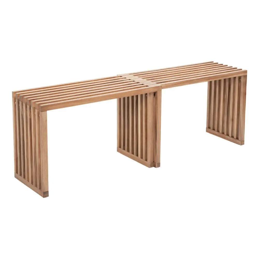 54" Natural Solid Wood Extendable Indoor Outdoor Bench - NOBLE HOME INTERIORS