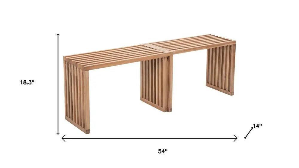 54" Natural Solid Wood Extendable Indoor Outdoor Bench - NOBLE HOME INTERIORS