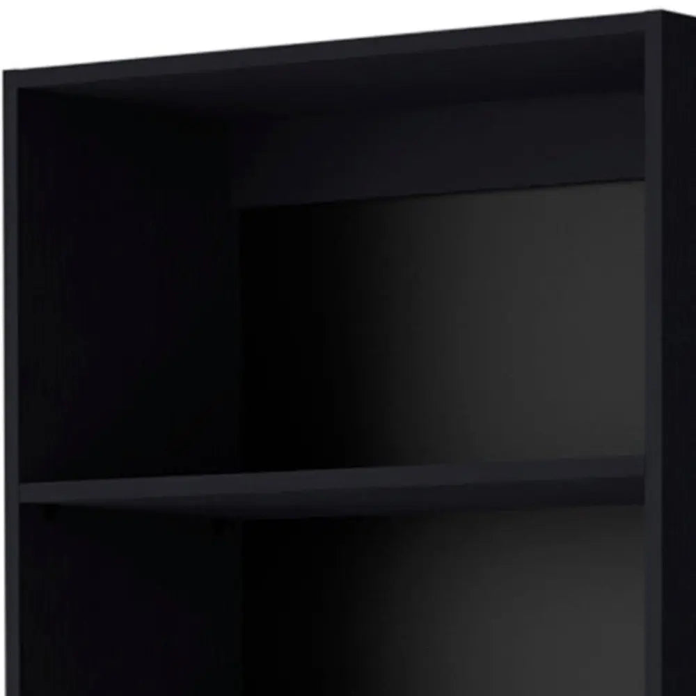 71" Black Five Tier Bookcase with Two doors HomeRoots