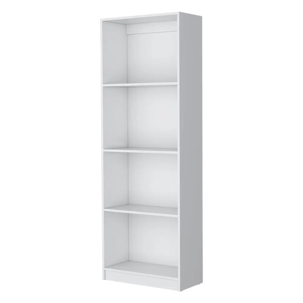 71" White Wood Four Tier Bookcase HomeRoots