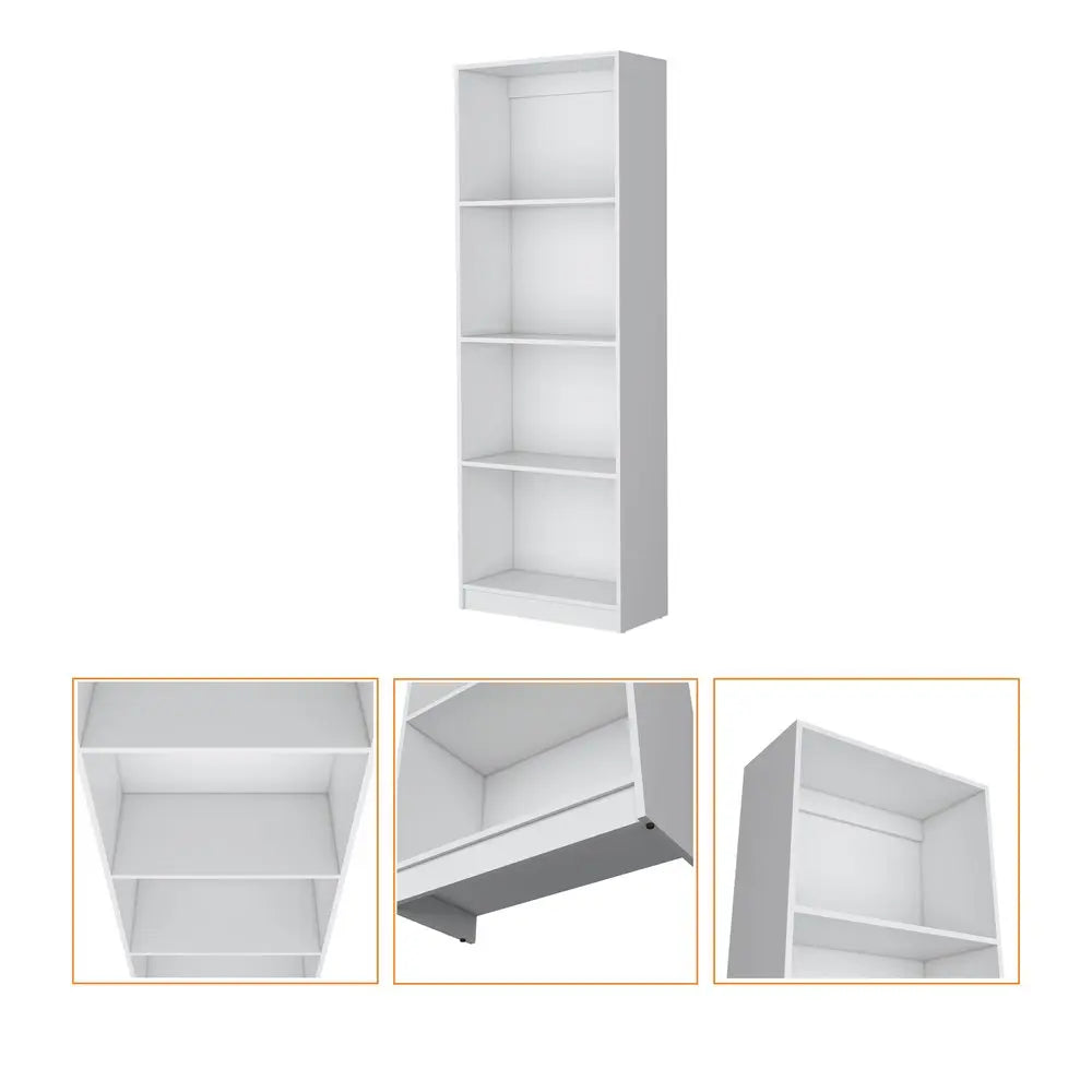 71" White Wood Four Tier Bookcase HomeRoots