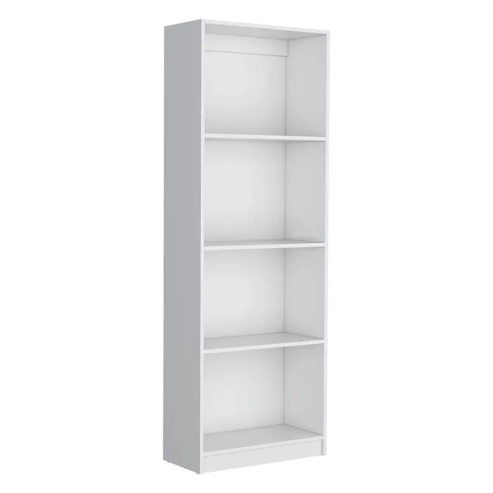 71" White Wood Four Tier Bookcase HomeRoots
