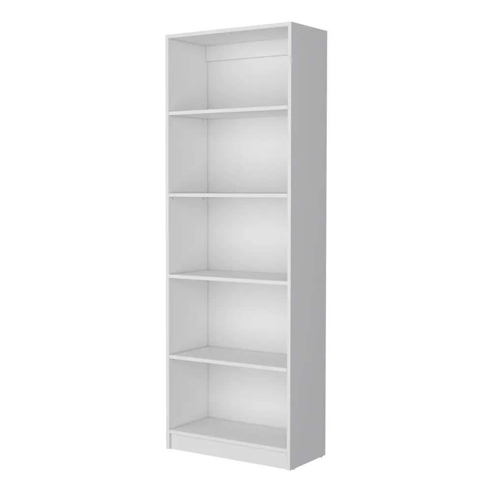 71" White Wood Five Tier Bookcase HomeRoots