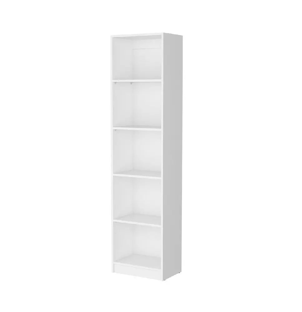 71" White Wood Five Tier Bookcase HomeRoots
