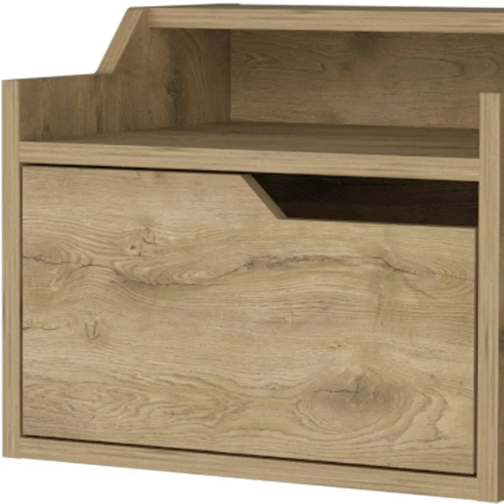 13" Beige Wood One Drawer Floating Nightstand HomeRoots