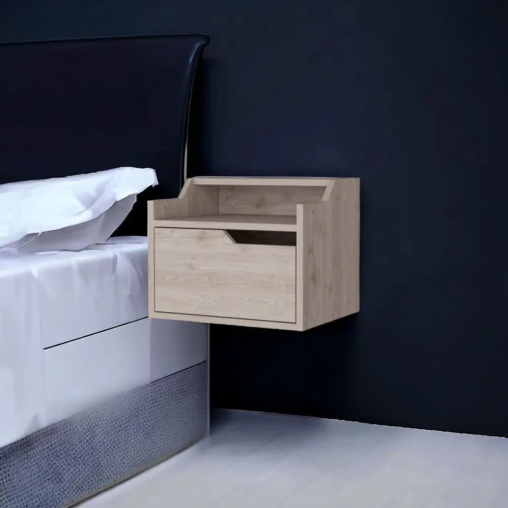 13" Gray Wood One Drawer Floating Nightstand HomeRoots