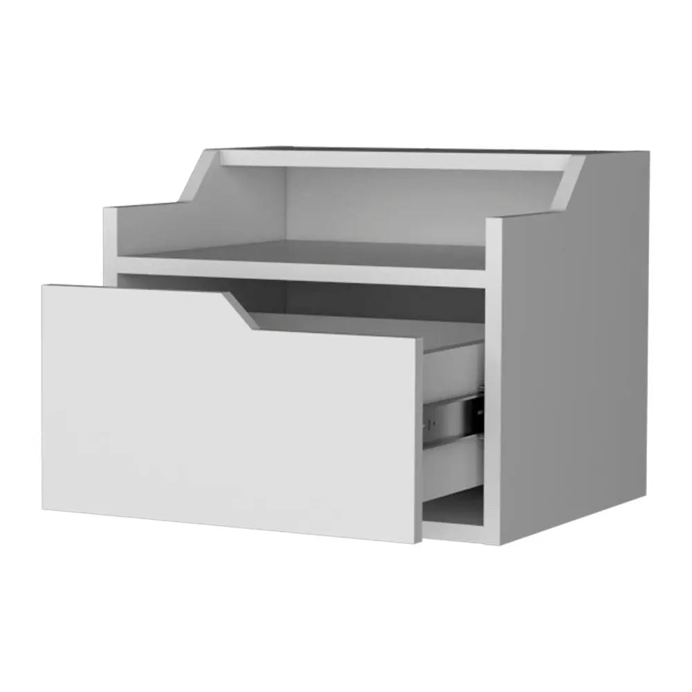 13" White Wood One Drawer Floating Nightstand HomeRoots