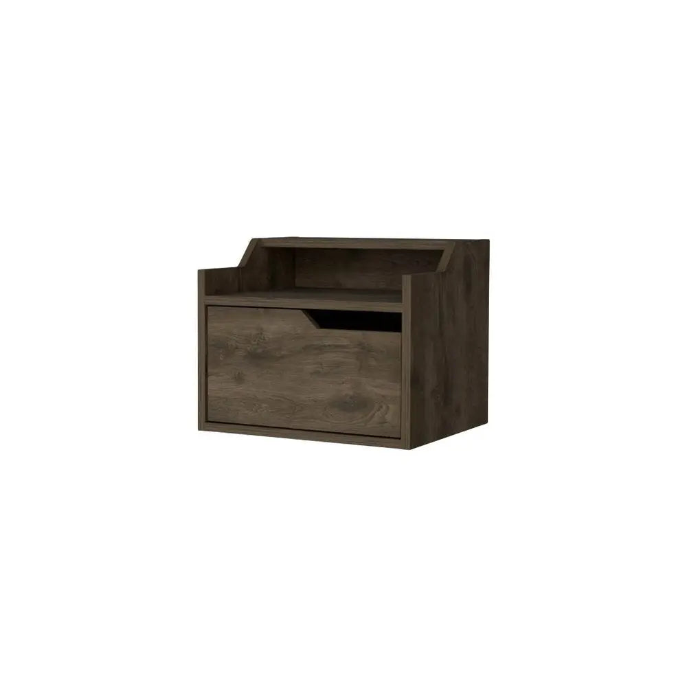 13" Brown Wood One Drawer Floating Nightstand HomeRoots