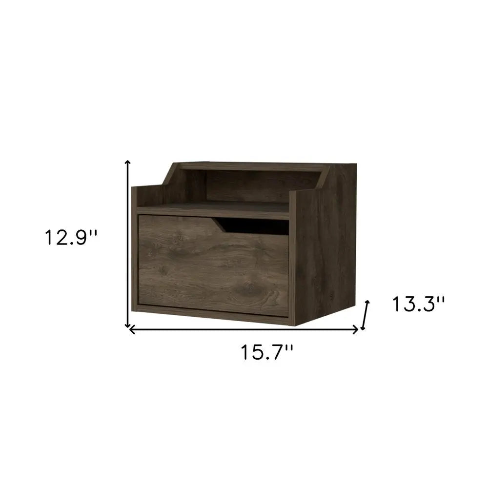 13" Brown Wood One Drawer Floating Nightstand HomeRoots