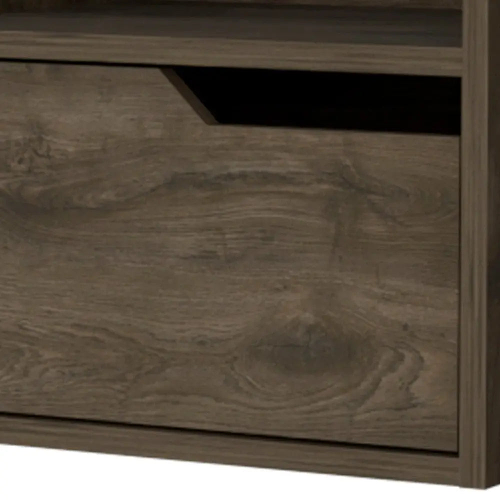 13" Brown Wood One Drawer Floating Nightstand HomeRoots