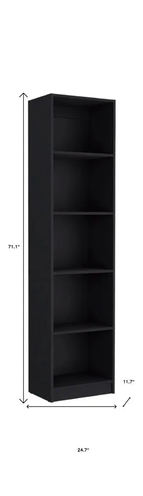 71" Black Five Tier Bookcase HomeRoots