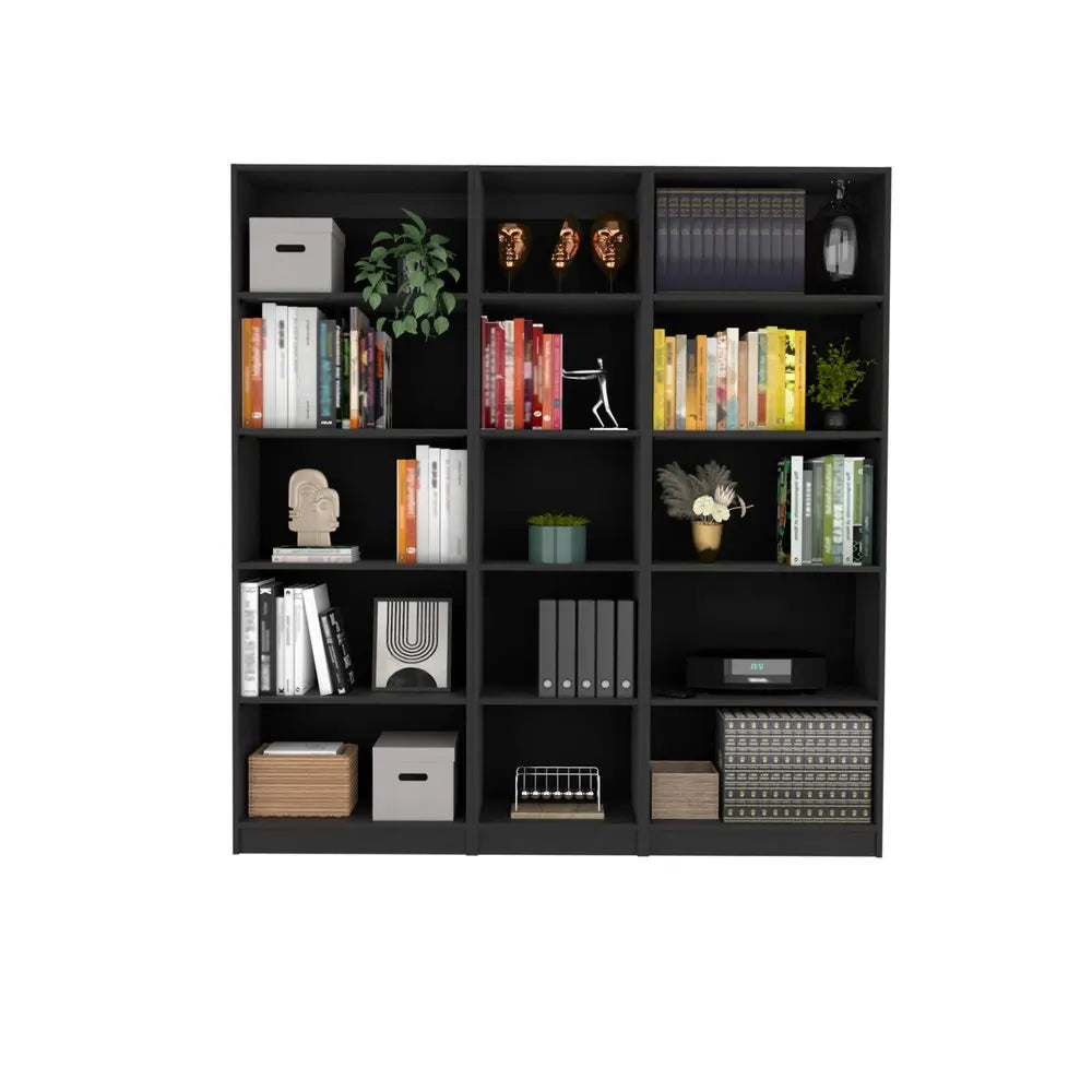 71" Black Five Tier Bookcase HomeRoots