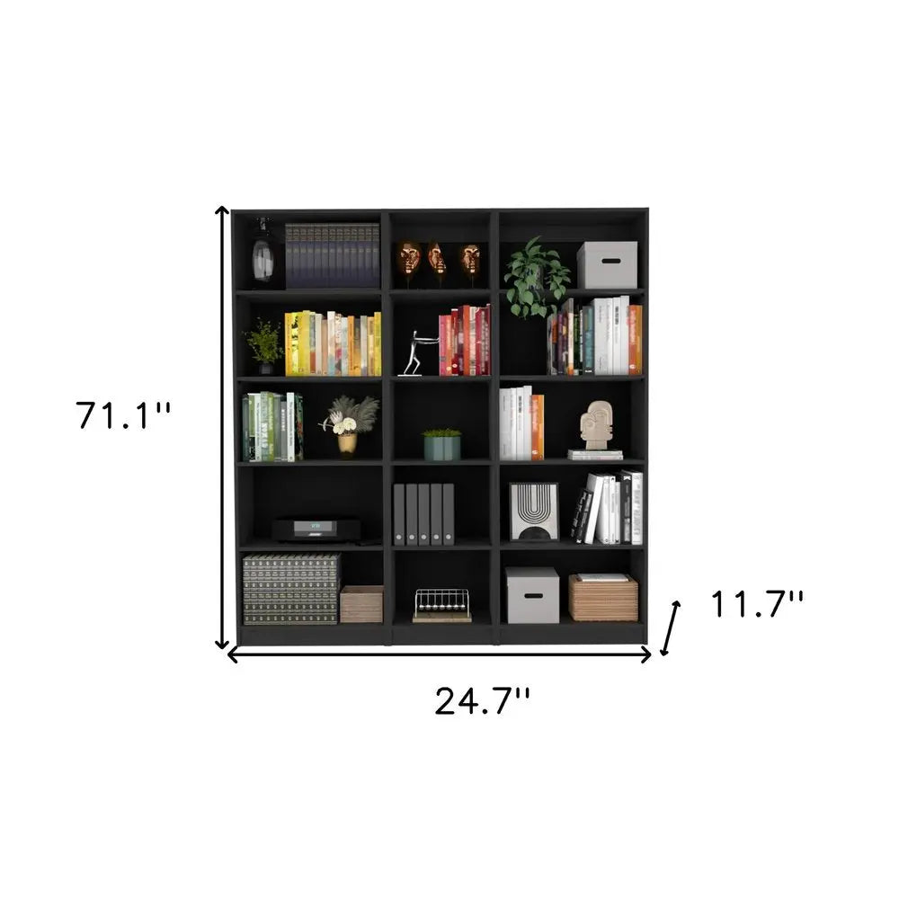 71" Black Five Tier Bookcase HomeRoots