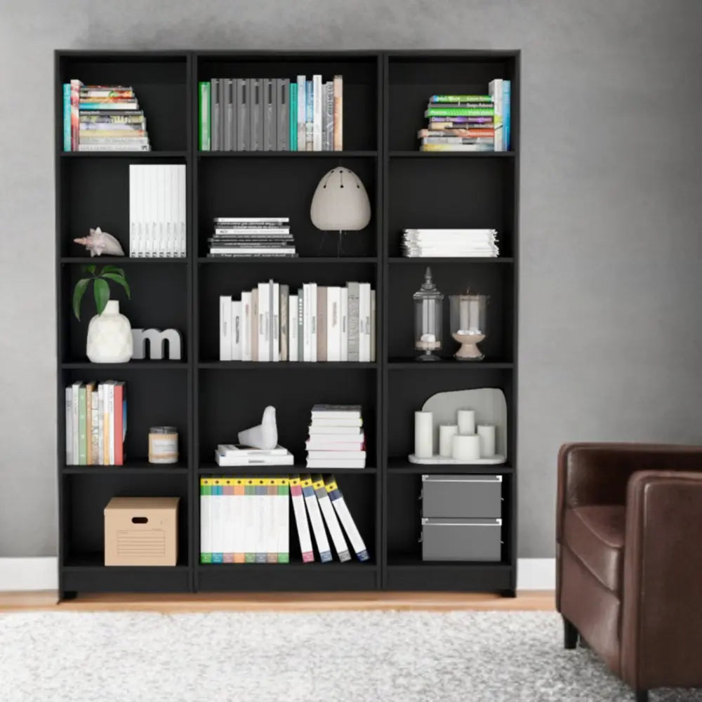 71" Black Five Tier Bookcase HomeRoots