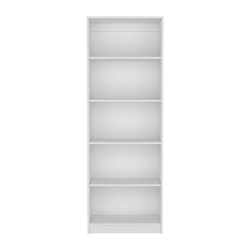 71" White Wood Five Tier Bookcase HomeRoots