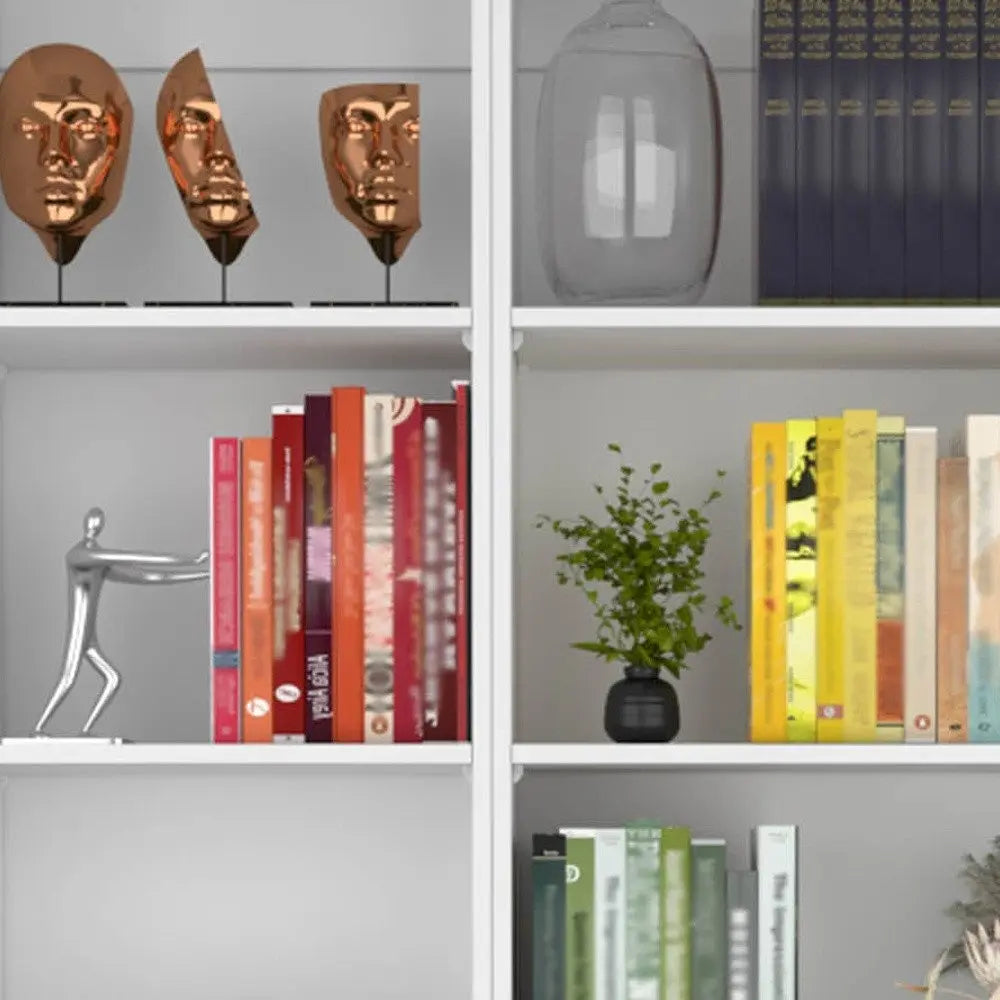 Set of Two White Wood Five Tier Modular Bookcase HomeRoots