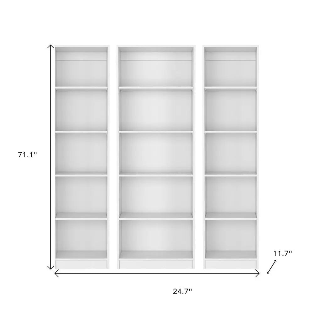Set of Three White Wood Five Tier Modular Bookcase HomeRoots
