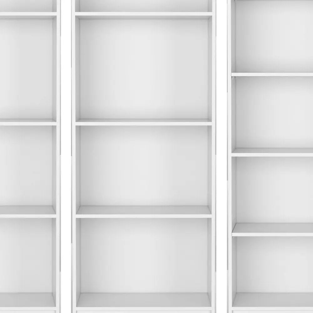 Set of Three White Wood Thirteen Tier Modular Bookcase HomeRoots